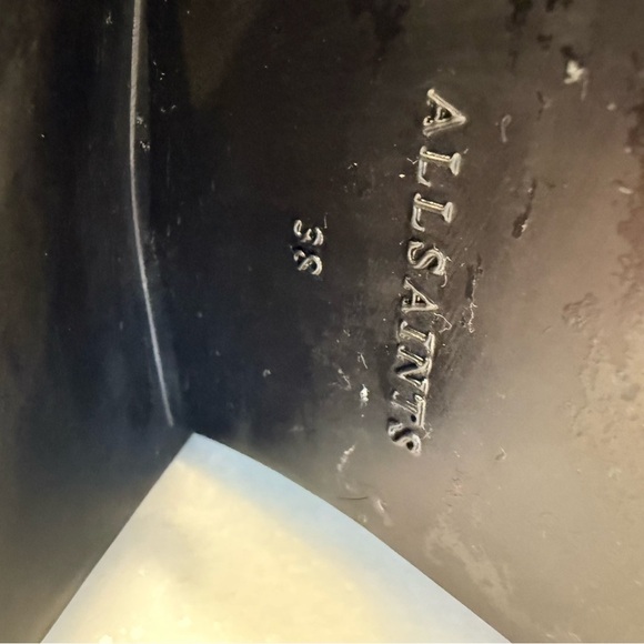 ALLSAINTS INDIGO Lace Up High Heel Combat Boots BLACK PATENT LEATHER US 8 EU 38 - Picture 13 of 15